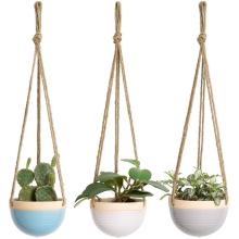 4.5 Inch Ceramic Hanging Planter Set