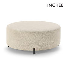 Modern Round Fabric Stool With Hardware Legs