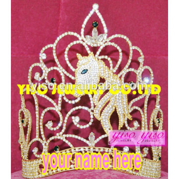 2015 alibaba fashionable horse crystal jewelry tiara