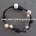 Wax cord bracelet with beautiful pearls