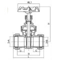 Válvula de porta de latão com compressão, roda de mão vermelha