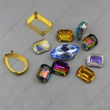 Cristal piedras sueltas octágono forma garra Withgolden configuración