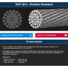 Offshore/hoist/crane non-rotating wire rope 35*7