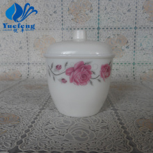 Opal Glass Square Sugar Pot With Lid