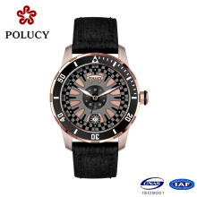 Cuero oro rosa Sport relojes para hombres