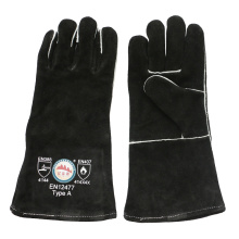 Guantes de barbacoa resistentes al calor negro guantes de soldadura de seguridad de mano con ce