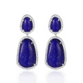 Vintage Style Lapis Lazuli Stone Dangle Drop Earrings