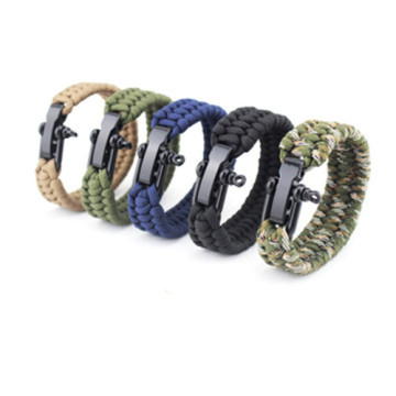 Stainless Steel U Shape Shackle Paracord Bracelet