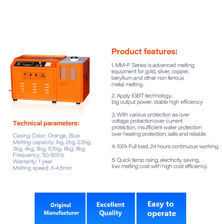 Gold furnace 3.5KW gold smelting induction furnace product features