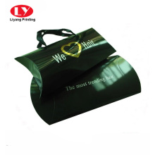 Glossy Black Wigs Pillow Box With Ribbon Handle