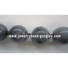 Grey ball shape ceramic bead with blue print