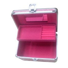 Caja de joyería de aluminio rosa