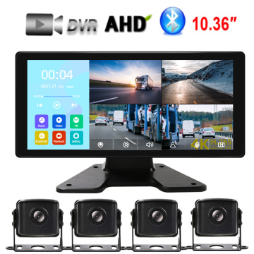 10.36 &quot;IPS Touch Screen Car Monitor 4CH AHD Câmera