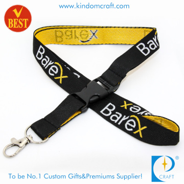 Factory Price Customized Branded Both Side Woven Lanyard for Promotion with Buckle Release