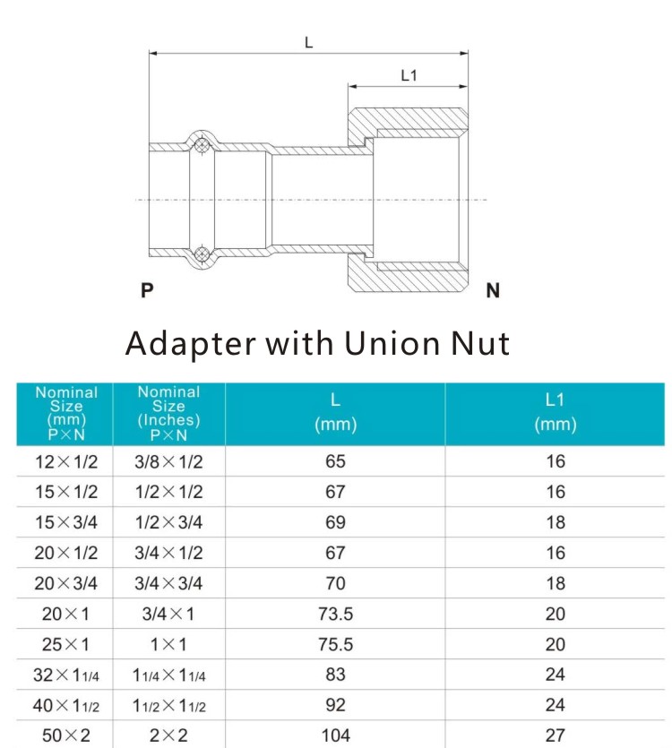 adapter with union nut