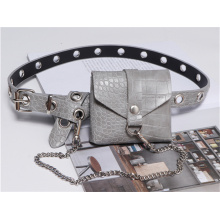 Moda All-Match Grey &amp; Pink Croco Lipstick Belt