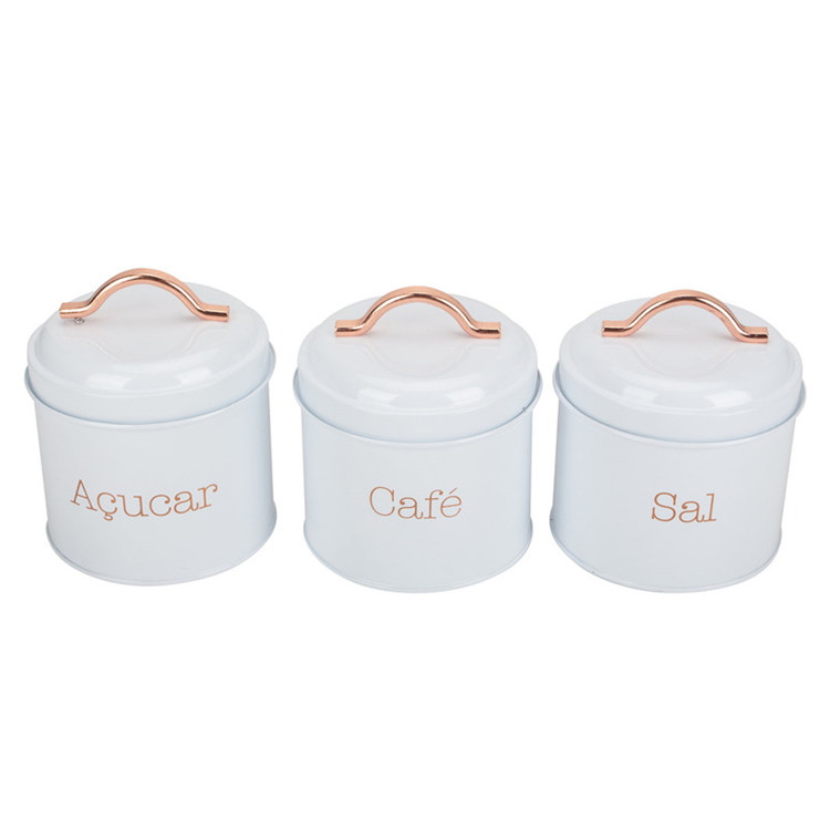 Set 3 white tea sugar coffee canister