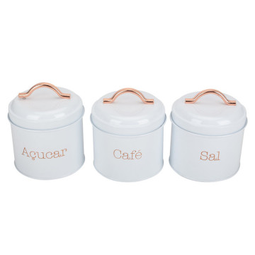 Set 3 White tea sugar coffee canister