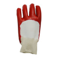 Red smooth pvc coated waterproof garden gloves