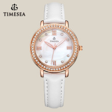 Белый натуральный кожаный ремешок Функция Day / Date Ladies Wristwatch71006