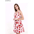 Summer New Women Sexy Halter Print Dress Robe manches longues européenne et américaine V-Neck sans manches