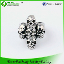 Fashion Biker Edelstahl Silber Totenkopfring