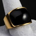 Men Dance Gold Big Gemstone Ring