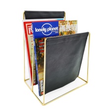 3 layer newspaper storage rack PU leather bookshelf magazine rack