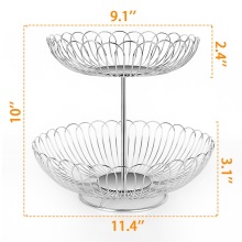 Corbeille à fruits créative double en acier inoxydable