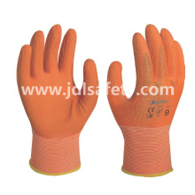 Полиэстер рабочие перчатки с красочными пены латекса покрытием (LR3018F)
