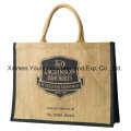 Moda Custom Eco-Friendly reutilizáveis ​​Natural / Black Jute Shopping Bag