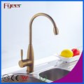 Fyeer Brass Body High Arc Antique Brass Kitchen Sink Faucet