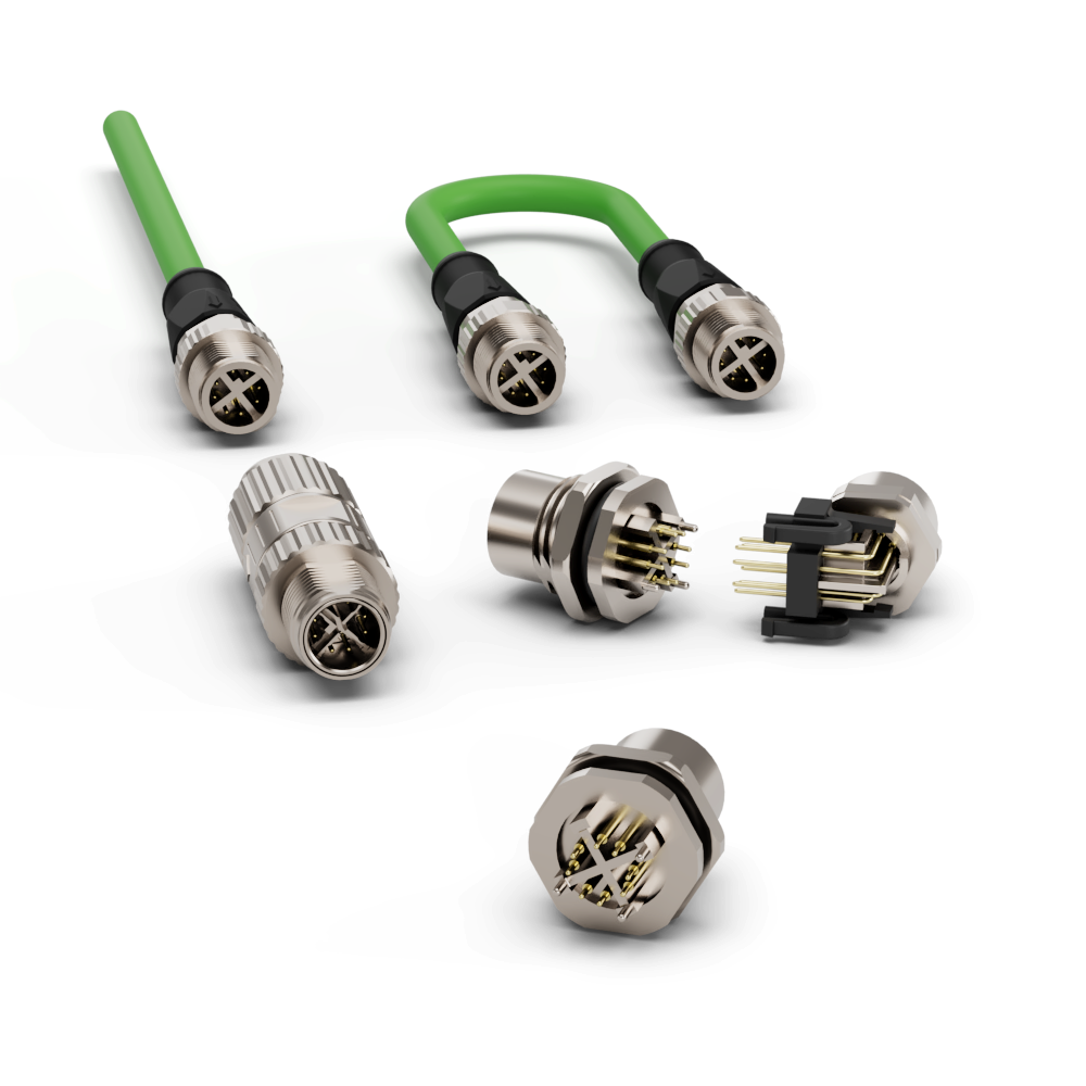 M12 X code shielded connector M12 X code shielded connector