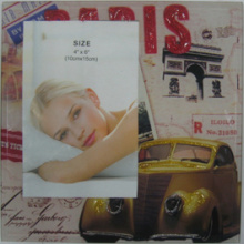 Yellow Car Design Glass Photo Frame