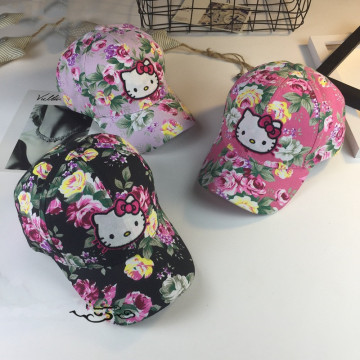 Novos chapéus de bordado 3D Hello kitty Girl kid