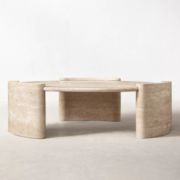 Round Tea Table Travertine Stone Marble Table