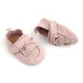 Chaussures habillées pour bébé en cuir suédé avec pompon et nœud