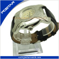 a+ Quality Irregular-Shaped Stainless Steel Watch Genuine Leather Band Psd-2785