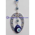 Blue Evil Eyes on Horse Shoe Wall Hanging Amulet Charm