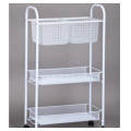 White three-layer bathroom storage trolley