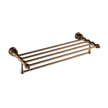 Rose gold brass inlaid jade double towel rack