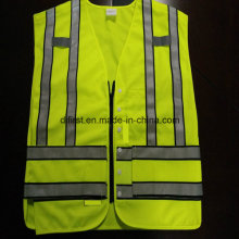 Popular Safety Police Vest Flu Yellow 100%Polyester Knitting Fabric