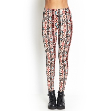 Sudoeste-inspirado malha leggings com cintura elástica