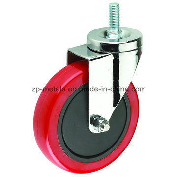 3inch Medium-Duty Red PVC Screw Caster Wheel