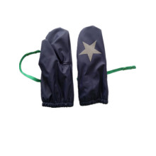 Solid Blue Star Fleece Lining PU Rain Mitten for Baby/Child