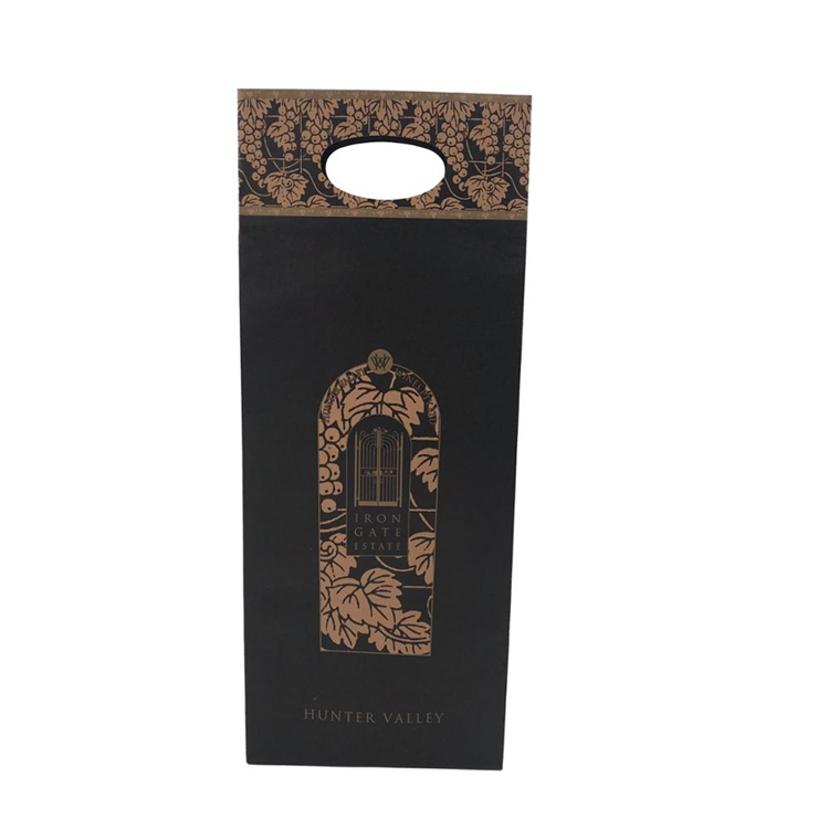 Custom Print Black Wine Bottle Paper Bag