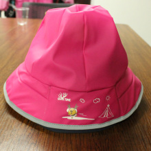 Rose rouge Cartoon PU Rain Hat Cap /Rain/imperméable pour enfants