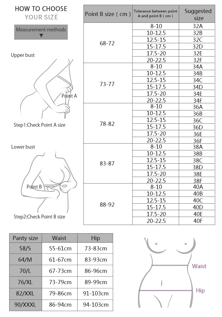 Women bra set-Size selection