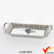 Miroir antique rectangulaire artisanal en argent