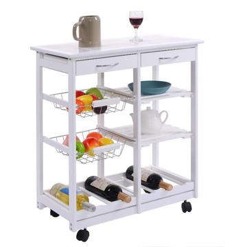 Chariot de cuisine en bois blanc